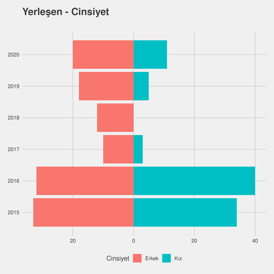 İşletme yıllara göre cinsiyet