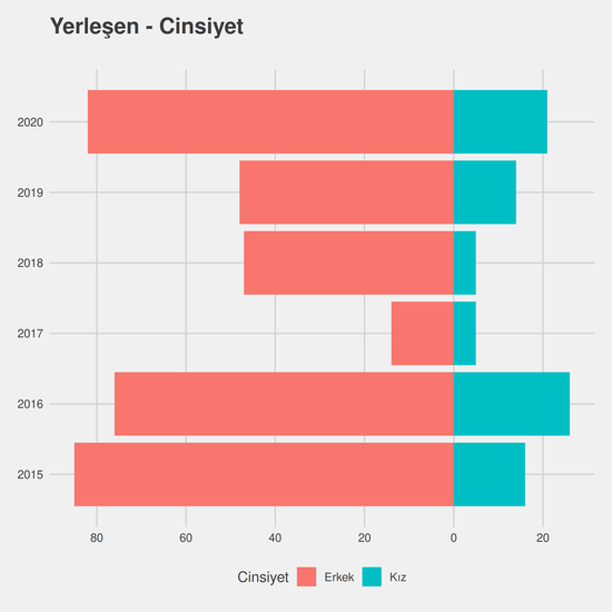 Bilgisayar Programcılığı - Uö-Ücretli yıllara göre cinsiyet