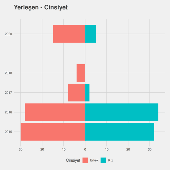 İşletme yıllara göre cinsiyet