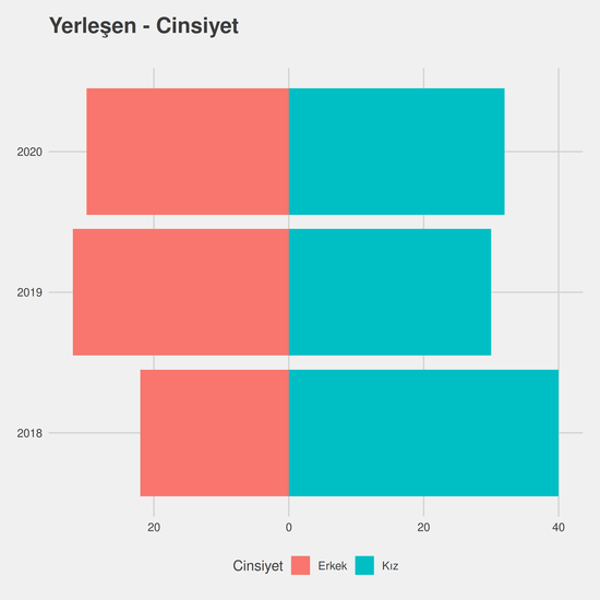 Adalet yıllara göre cinsiyet