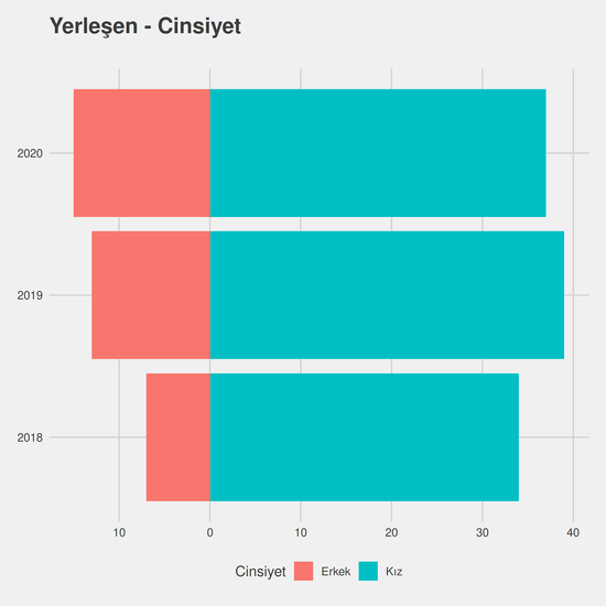 Fizyoterapi yıllara göre cinsiyet