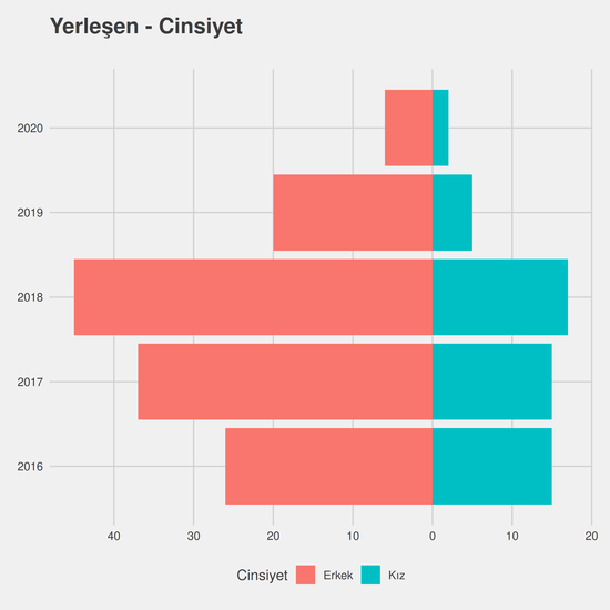 İnşaat Mühendisliği yıllara göre cinsiyet