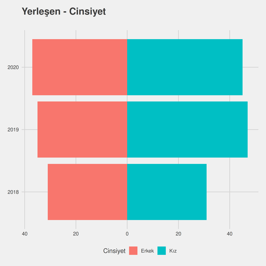 Adalet yıllara göre cinsiyet