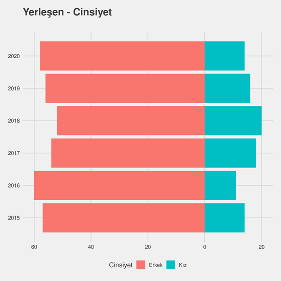 Bilgisayar Programcılığı yıllara göre cinsiyet