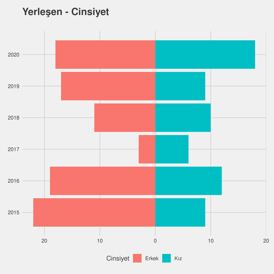 Bilgisayar Programcılığı yıllara göre cinsiyet