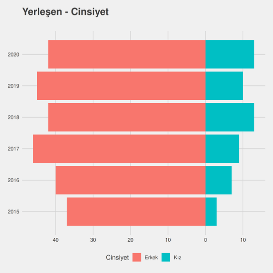 Mekatronik Mühendisliği yıllara göre cinsiyet