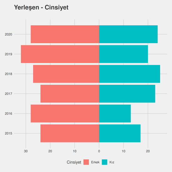 İş Sağlığı ve Güvenliği yıllara göre cinsiyet