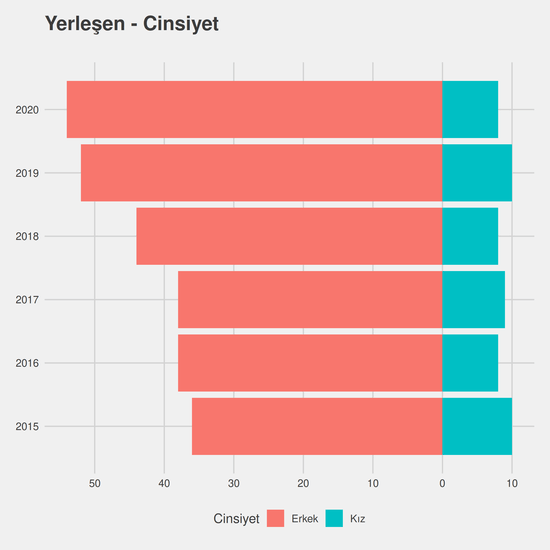 Bilgisayar Programcılığı yıllara göre cinsiyet