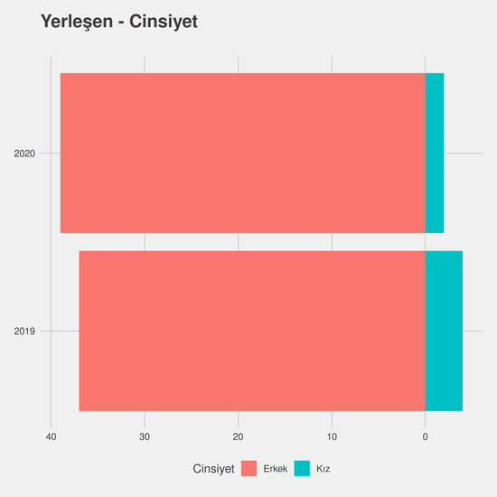 Raylı Sistemler İşletmeciliği yıllara göre cinsiyet