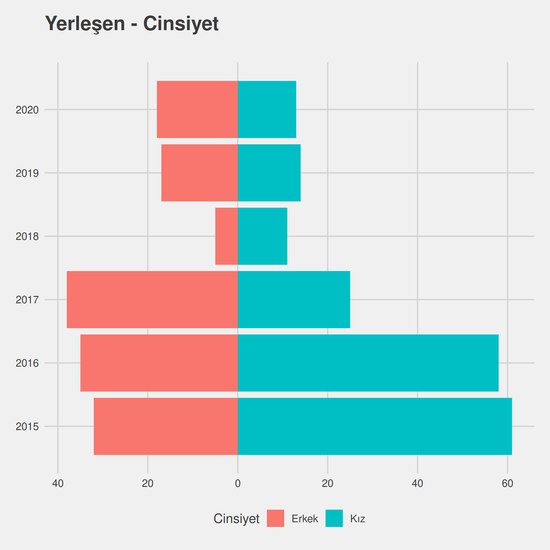 İşletme yıllara göre cinsiyet