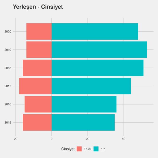 Tıbbi Dokümantasyon ve Sekreterlik yıllara göre cinsiyet