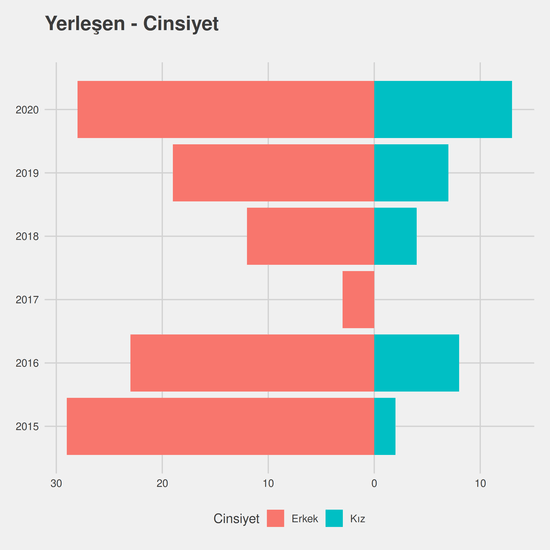 Mobilya ve Dekorasyon yıllara göre cinsiyet