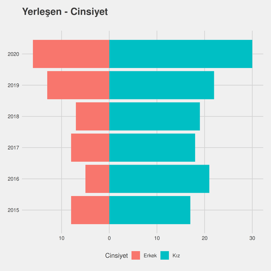 Endüstri Mühendisliği - İngilizce - %50 İndirimli yıllara göre cinsiyet