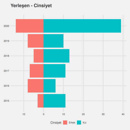 Endüstri Mühendisliği - %50 İndirimli yıllara göre cinsiyet