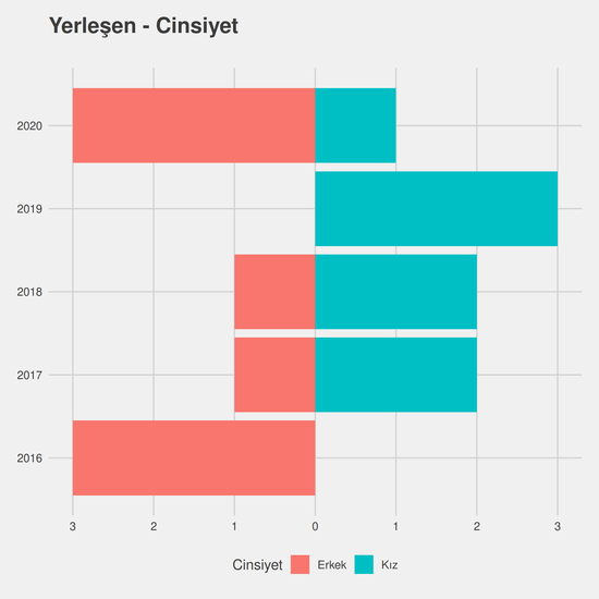 Endüstri Mühendisliği - Burslu yıllara göre cinsiyet