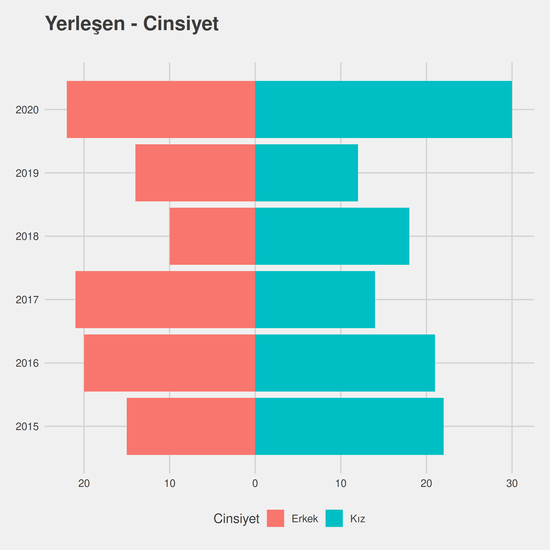 Endüstri Mühendisliği - %50 İndirimli yıllara göre cinsiyet