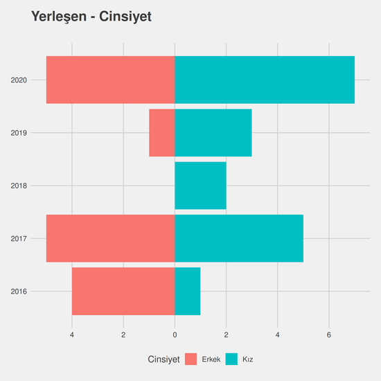 Endüstri Mühendisliği - %50 İndirimli yıllara göre cinsiyet