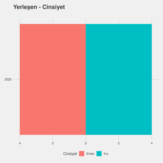 Yazılım Mühendisliği - İngilizce - Burslu yıllara göre cinsiyet